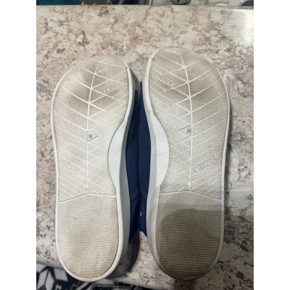 Vionic Beach Pismo Navy Blue Canvas Frayed Slip On Sneakers Womens 7 - Picture 6 of 7